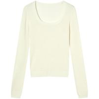 春秋装纯色百搭软糯U型领打底衫毛衣女式长袖针织衫