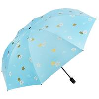 红叶伞遮阳伞三折叠黑胶防嗮伞小巧便携晴雨两用小黑伞男女米美系列 内翻-沉稳藏