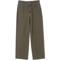 彩色高腰阔腿牛仔裤女2025春季时尚宽松百搭显瘦拖地裤