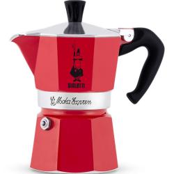 Bialetti 比乐蒂 摩卡壶 意式咖啡机咖啡壶家用户外露营 红色 3杯份（单阀）情人节