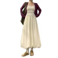 MJ STYLE女款半身裙夏黑色灯笼裙甜美女装休闲花苞裙伞裙白色裙子炭灰色XL