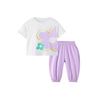 【纯棉舒适】25女童夏季套装清凉宝宝短袖防蚊裤两件套夏款