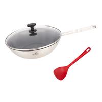 巴拉利尼（BALLARINI）有钛陶瓷覆面不粘炒锅0氟涂层含钛不锈钢炒菜锅电磁炉通用30CM