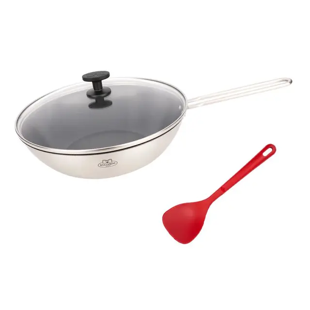 巴拉利尼（BALLARINI）有钛陶瓷覆面不粘炒锅0氟涂层含钛不锈钢炒菜锅电磁炉通用30CM