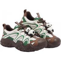 山系熊猫骆驼联名2025春夏运动休闲鞋女网面丑萌鞋厚底户外登山鞋男 米/绿/棕，男款 40