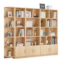 唐辑实木书架置物架落地客厅靠墙实木书柜一体靠墙展示架带门五层100 D款五层带门100*30*180