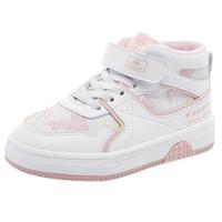 Kappa Kids卡帕儿童加绒棉鞋高帮运动鞋冬季皮面户外保暖防滑二棉板鞋 米粉 28