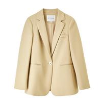 尚都比拉春秋休闲西装外套女职业装女装短款西服正装 卡其色 S