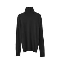 AMII2024冬极简纯色美丽诺绵羊毛高领无缝成型柔软毛衣女 黑色 160/84A/M