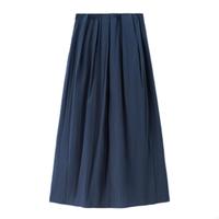 佐丹奴裙子女夏季肌理感压褶a字裙橡筋腰半身长裙女13465347 64深蓝 XL