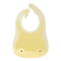 新安代 婴儿围兜 宝宝围嘴儿童小孩吃饭兜防水立体口水卡通罩衣可调节 【食品级硅胶饭兜】柠檬黄