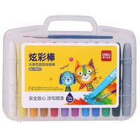 得力油画棒蜡笔儿童不脏手幼儿园炫彩棒diy画24色48色可水洗画画笔彩笔旋转腊笔油画棒套装 24色炫彩棒-【追星鼠系列】
