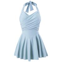 亦美珊挂脖游泳衣女2025年爆连体高级感微胖遮肉成人绝美温泉