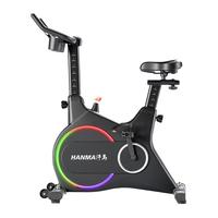 汗马动感单车家用自发电磁控运动器材室内静音自行车 无线自发电+32档调节+燃脂光环黑