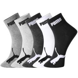 PUMA 袜子男士四季常规款棉袜运动休闲中筒袜5双装