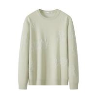 卡宾（CABBEEN）【小熊提花】圆领毛衣男2024秋冬宽松潮牌保暖厚实针织衫 豆沙绿28 M /170/48