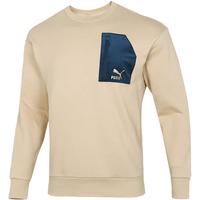 PUMA 撞色胸贴袋亲肤舒适圆领男款运动卫衣男套头衫