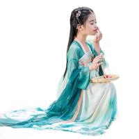 罗蒙儿童中国风原创齐胸襦裙2025款唐装女童汉服夏季毕业演出服 敦煌菊 1182 160