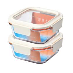 LOCK&LOCK LTG224S 耐热玻璃饭盒 微波炉水果保鲜盒 750ml 保鲜盒*2