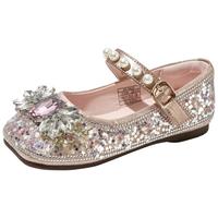 百丽（Belle）童鞋女童公主鞋春秋款时尚单鞋爱莎鞋水晶鞋儿童皮鞋学步鞋宝宝鞋 粉色 31 脚长19.1-19.7cm