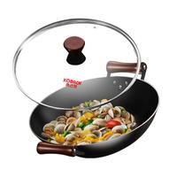 康巴赫铁锅无涂层炒锅铸铁真轻巧双耳炒菜锅40cm电磁炉燃气通用 防穿孔双耳炒锅 40cm