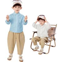 巴拉巴拉童装男童长袖衬衫儿童上衣2025新春装学院风百搭209125102101 本白10101 150