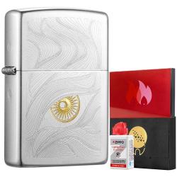 ZIPPO 防风煤油打火机 锻纱镀铬 秋水含睛 含油套装
