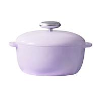 VELOSAN琅锅锅铸铁锅焖焗锅辅食锅煲汤锅炖锅大容量微压锅燃气电磁炉 鹅卵石珐琅锅紫色 24cm 3.4L