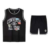 Converse匡威童装男童套装2025夏季运动休闲中大童宽松背心短裤两件套 正黑色 140 /68 【身高128-140cm】