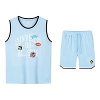 Converse匡威童装男童套装2025夏季运动休闲中大童宽松背心短裤两件套 天空蓝 140 /68 【身高128-140cm】
