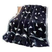 南极人(Nanjiren)毛毯被子冬季加厚拉舍尔绒毯子单人午睡毯办公室沙发盖毯结婚毯 黑三角【双层加绒加厚】 150x200cm约4斤