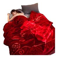 南极人(Nanjiren)毛毯被子冬季加厚拉舍尔绒毯子单人午睡毯办公室沙发盖毯结婚毯 653大红【双层加绒加厚】 200x230cm约9斤