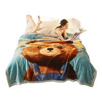 南极人(Nanjiren)毛毯被子冬季加厚拉舍尔绒毯子单人午睡毯办公室沙发盖毯结婚毯 呆呆熊【双层加绒加厚】 150x200cm约3斤