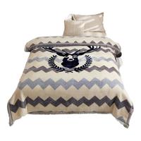 南极人（Nanjiren）毛毯被子冬季加厚拉舍尔绒毯子单人午睡毯办公室沙发盖毯结婚毯 鹿头【双层加绒加厚】 150x200cm约5斤