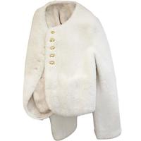 她池慵懒风外套2024冬装新女装时尚圆领单排扣宽松短款上衣 M