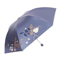 天堂伞防紫外线遮阳伞清新晴雨伞三折防晒伞折叠伞超轻便携黑胶太阳伞女 轻巧晴雨两用伞(浅紫色)