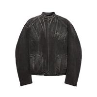 ROCAWEAR 短宽BOXY版弯刀袖立领做旧牛仔夹克