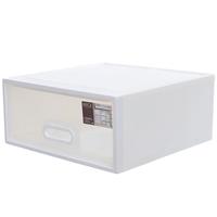 禧天龙 塑料床头柜抽屉式收纳柜透明单层储物柜收纳柜可组合衣物儿童 灰色 中号1个装45*30*20.5cm