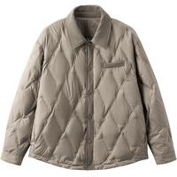 gxgjeans25年春衬衫式轻薄菱格设计羽绒服休闲外套