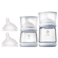 babycare歪头仿母乳新生儿奶瓶礼盒防胀气玻璃奶瓶4件套 静谧蓝 0-12月