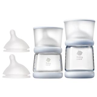 babycare歪头仿母乳新生儿奶瓶礼盒防胀气玻璃奶瓶4件套 静谧蓝 0-12月