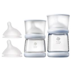babycare 歪头仿母乳新生儿奶瓶礼盒防胀气玻璃奶瓶4件套 静谧蓝 0-12月