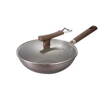 宅轻松 有钛炒锅32cm大容量平底无涂层不粘锅电磁炉燃气灶通用立盖炒锅 有钛精品锅【可立锅盖】 32cm