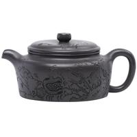 藏壶天下宜兴紫砂壶纯手工刻绘紫砂茶具单壶原矿天青砂茶壶泡茶家用德钟壶 德钟 260ml