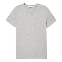 美特斯邦威纯棉短袖T恤男士V领夏季纯色简约休闲修身体恤 M 170/92A 中花灰