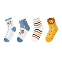 YeeHoO英氏4双装儿童袜子男童薄款女童网眼轻薄透气棉袜中大童儿童运动袜 兔子粉 (透气网袜) 4双 6-8岁 (M) (适合6-8岁)