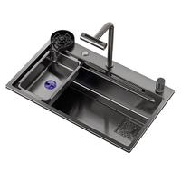 四季沐歌厨房水槽大单槽 飞雨瀑布耐刮小米粒纹304不锈钢洗菜盆洗碗槽