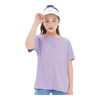 361°童装男女童短袖针织衫夏季速干儿童T恤中大童冰爽上衣 阳光紫1202-女童 130cm