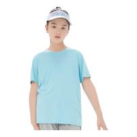361°童装男女童短袖针织衫夏季速干儿童T恤中大童冰爽上衣 浅青蓝1204-女童 170cm