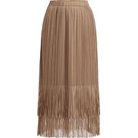 红袖别致垂感显瘦半身裙夏季2024女装 百褶流苏H型轻熟时尚蛋糕裙 雾金016 S